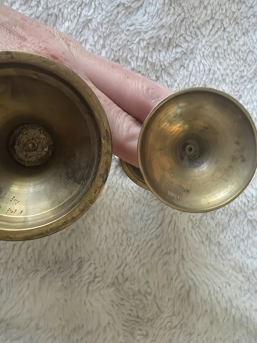 Vintage Brass Etched Bud Vase And Pitcher Set Engraved Floral Design